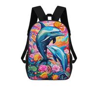 sinyumoney Mochila Escolar Infantil Impresa En 3D Colorful Dolphins Underwater-5 Mochilas Para Libros Mochilas Escolares De Viaje De Alta Capacidad Para Niños/estudiantes/adultos 17inch