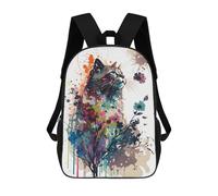 sinyumoney Mochila Escolar Infantil Impresa En 3D Colorful Floral Cat Art Print Mochilas Para Libros Mochilas De Viaje Informales Mochila De Gran Capacidad Para Niños 17inch