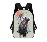 sinyumoney Mochila Escolar Infantil Impresa En 3D Colorful Floral Cat Artwork Mochila Mochilas Deportivas Para Niños Y Niñas Mochila De Moda 17inch