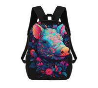 sinyumoney Mochila Escolar Infantil Impresa En 3D Colorful Floral Pig Portrait Mochila Mochilas Deportivas Para Niños Y Niñas Mochila De Moda 17inch