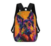 sinyumoney Mochila Escolar Infantil Impresa En 3D Colorful German Shepherd Portrait Mochilas Para Libros Mochilas Escolares De Viaje De Alta Capacidad Para Niños/estudiantes/adultos 17inch