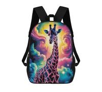 sinyumoney Mochila Escolar Infantil Impresa En 3D Colorful Giraffe in Cosmic Background Mochila De Viaje De Alta Capacidad Para Libros Mochilas De Moda Para Niños Mochila Escolar Informal 17inch