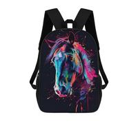sinyumoney Mochila Escolar Infantil Impresa En 3D Colorful Horse Art Print-9 17inch Para Niños, Mochila De Viaje De Alta Capacidad, Mochila Escolar De Moda Para Niños