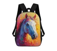 sinyumoney Mochila Escolar Infantil Impresa En 3D Colorful Horse Portrait 17inch Para Niños, Mochila De Viaje De Alta Capacidad, Mochila Escolar De Moda Para Niños