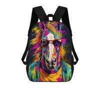 sinyumoney Mochila Escolar Infantil Impresa En 3D Colorful Horse Portrait Mochilas Para Libros Mochilas Escolares De Viaje De Alta Capacidad Para Niños/estudiantes/adultos 17inch