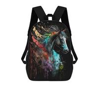 sinyumoney Mochila Escolar Infantil Impresa En 3D Colorful Horse Splash Art Mochilas Para Libros Mochilas De Viaje Informales Mochila De Gran Capacidad Para Niños 17inch
