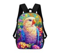 sinyumoney Mochila Escolar Infantil Impresa En 3D Colorful Parrot in Flowers Mochila Mochilas Deportivas Para Niños Y Niñas Mochila De Moda 17inch