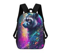 sinyumoney Mochila Escolar Infantil Impresa En 3D Colorful Raccoon Art Print-2 17inch Para Niños, Mochila De Viaje De Alta Capacidad, Mochila Escolar De Moda Para Niños
