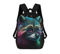sinyumoney Mochila Escolar Infantil Impresa En 3D Colorful Raccoon with Glasses Art Print 17inch Para Niños, Mochila De Viaje De Alta Capacidad, Mochila Escolar De Moda Para Niños