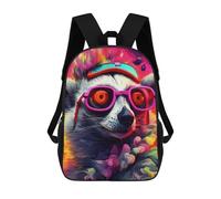 sinyumoney Mochila Escolar Infantil Impresa En 3D Colorful Raccoon with Sunglasses Para Niños Mochilas De Viaje De Alta Capacidad Bolsas Para Libros Mochila Escolar Infantil Mochila 17inch