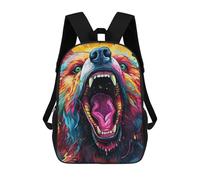 sinyumoney Mochila Escolar Infantil Impresa En 3D Colorful Roaring Bear Art Para Niños Mochilas De Viaje De Alta Capacidad Bolsas Para Libros Mochila Escolar Infantil Mochila 17inch