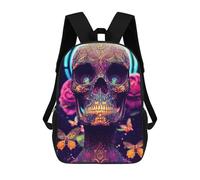 sinyumoney Mochila Escolar Infantil Impresa En 3D Colorful Skull Artwork-8 Mochilas Para Libros Mochilas Escolares De Viaje De Alta Capacidad Para Niños/estudiantes/adultos 17inch