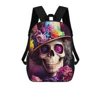sinyumoney Mochila Escolar Infantil Impresa En 3D Colorful Skull with Flowers Mochilas De Viaje De Alta Capacidad Para Niños Mochilas De Libros De Moda Mochila Escolar Infantil 17inch