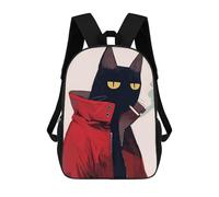 sinyumoney Mochila Escolar Infantil Impresa En 3D Cool Cat in Red Jacket Para Niños, Mochila De Viaje De Alta Capacidad, Mochila Informal Para Niños 17inch