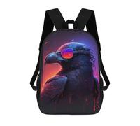 sinyumoney Mochila Escolar Infantil Impresa En 3D Cool Raven with Sunglasses Mochila Mochilas Deportivas Para Niños Y Niñas Mochila De Moda 17inch