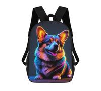 sinyumoney Mochila Escolar Infantil Impresa En 3D Corgi Dog Neon Mochila Mochilas Deportivas Para Niños Y Niñas Mochila De Moda 17inch