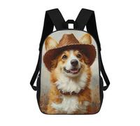 sinyumoney Mochila Escolar Infantil Impresa En 3D Corgi in Cowboy Hat Painting 17inch Para Niños, Mochila De Viaje De Alta Capacidad, Mochila Escolar De Moda Para Niños
