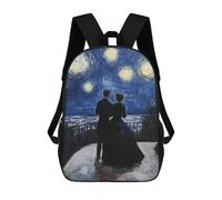 sinyumoney Mochila Escolar Infantil Impresa En 3D Couple Under Starry Night Painting Mochila Mochilas Deportivas Para Niños Y Niñas Mochila De Moda 17inch