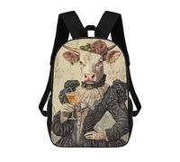 sinyumoney Mochila Escolar Infantil Impresa En 3D Cow in Victorian Dress Para Niños, Mochila De Viaje De Alta Capacidad, Mochila Informal Para Niños 17inch