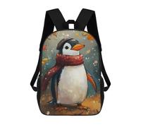 sinyumoney Mochila Escolar Infantil Impresa En 3D Cozy Penguin in Autumn Para Niños, Mochila De Viaje De Alta Capacidad, Mochila Informal Para Niños 17inch