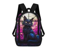 sinyumoney Mochila Escolar Infantil Impresa En 3D Cute Black Cat Stained Gla Mochila Escolar Infantil Mochilas De Viaje Mochilas De Moda Mochilas De Gran Capacidad 17inch