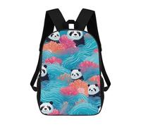 sinyumoney Mochila Escolar Infantil Impresa En 3D Cute Friendly Pandas Para Niños, Mochila De Viaje De Alta Capacidad, Mochila Informal Para Niños 17inch