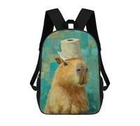 sinyumoney Mochila Escolar Infantil Impresa En 3D Cute Guinea Pig with Toilet Paper Hat 17inch Para Niños, Mochila De Viaje De Alta Capacidad, Mochila Escolar De Moda Para Niños