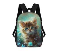 sinyumoney Mochila Escolar Infantil Impresa En 3D Cute Kitten with Flowers 17inch Para Niños, Mochila De Viaje De Alta Capacidad, Mochila Escolar De Moda Para Niños