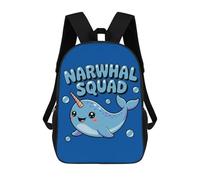 sinyumoney Mochila Escolar Infantil Impresa En 3D Cute Narwhal Squad Cartoon Illustration Mochila Mochilas Deportivas Para Niños Y Niñas Mochila De Moda 17inch