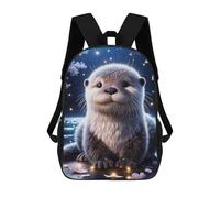 sinyumoney Mochila Escolar Infantil Impresa En 3D Cute Otter in Moonlight 17inch Para Niños, Mochila De Viaje De Alta Capacidad, Mochila Escolar De Moda Para Niños