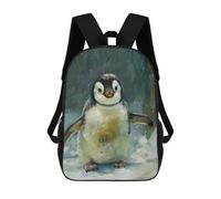 sinyumoney Mochila Escolar Infantil Impresa En 3D Cute Penguin Cub Snow Art 17inch Para Niños, Mochila De Viaje De Alta Capacidad, Mochila Escolar De Moda Para Niños