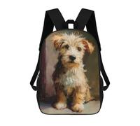 sinyumoney Mochila Escolar Infantil Impresa En 3D Cute Puppy Portrait Oil Painting 17inch Para Niños, Mochila De Viaje De Alta Capacidad, Mochila Escolar De Moda Para Niños