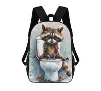 sinyumoney Mochila Escolar Infantil Impresa En 3D Cute Raccoon on The Toilet Mochilas Para Libros Mochilas De Viaje Informales Mochila De Gran Capacidad Para Niños 17inch