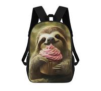 sinyumoney Mochila Escolar Infantil Impresa En 3D Cute Sloth with Cupcake Para Niños, Mochila De Viaje De Alta Capacidad, Mochila Informal Para Niños 17inch