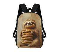 sinyumoney Mochila Escolar Infantil Impresa En 3D Cute Sloth with Pancakes Mochila Mochilas Deportivas Para Niños Y Niñas Mochila De Moda 17inch