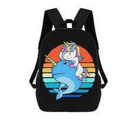 sinyumoney Mochila Escolar Infantil Impresa En 3D Cute Unicorn Narwhal Mochila Mochilas Deportivas Para Niños Y Niñas Mochila De Moda 17inch