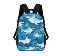 sinyumoney Mochila Escolar Infantil Impresa En 3D Cute White Sharks Para Niños, Mochila De Viaje De Alta Capacidad, Mochila Informal Para Niños 17inch