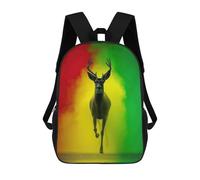 sinyumoney Mochila Escolar Infantil Impresa En 3D Deer in Rasta Colors Mochilas Para Libros Mochilas De Viaje Informales Mochila De Gran Capacidad Para Niños 17inch