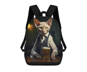 sinyumoney Mochila Escolar Infantil Impresa En 3D Devon Rex Cat in The Pub Mochila Mochilas Deportivas Para Niños Y Niñas Mochila De Moda 17inch