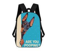 sinyumoney Mochila Escolar Infantil Impresa En 3D Doberman Peeking Are You Poopoing Mochila Mochilas Deportivas Para Niños Y Niñas Mochila De Moda 17inch