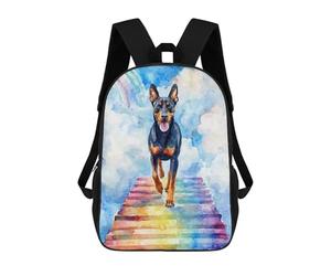 sinyumoney Mochila Escolar Infantil Impresa En 3D Doberman Rainbow Bridge Para Niños, Mochila De Viaje De Alta Capacidad, Mochila Informal Para Niños 17inch