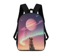 sinyumoney Mochila Escolar Infantil Impresa En 3D Dog Gazing at Space Aurora Mochilas Para Libros Mochilas De Viaje Informales Mochila De Gran Capacidad Para Niños 17inch
