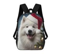 sinyumoney Mochila Escolar Infantil Impresa En 3D Dog Samoyed Santa Hat Mochila Mochilas Deportivas Para Niños Y Niñas Mochila De Moda 17inch