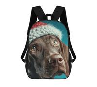 sinyumoney Mochila Escolar Infantil Impresa En 3D Dog with Christmas Hat Portrait Mochila Mochilas Deportivas Para Niños Y Niñas Mochila De Moda 17inch