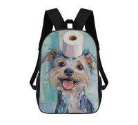 sinyumoney Mochila Escolar Infantil Impresa En 3D Dog with Toilet Paper Hat Mochilas Para Libros Mochilas De Viaje Informales Mochila De Gran Capacidad Para Niños 17inch