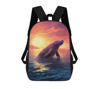 sinyumoney Mochila Escolar Infantil Impresa En 3D Dolphin Sunset Para Niños, Mochila De Viaje De Alta Capacidad, Mochila Informal Para Niños 17inch