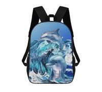 sinyumoney Mochila Escolar Infantil Impresa En 3D Dolphins in The Surf Para Niños, Mochila De Viaje De Alta Capacidad, Mochila Informal Para Niños 17inch