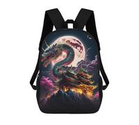 sinyumoney Mochila Escolar Infantil Impresa En 3D Dragon Moon Pagoda Fantasy Mochila Mochilas Deportivas Para Niños Y Niñas Mochila De Moda 17inch