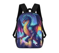 sinyumoney Mochila Escolar Infantil Impresa En 3D Dragon on Castle at Night Mochilas Para Libros Mochilas De Viaje Informales Mochila De Gran Capacidad Para Niños 17inch