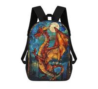 sinyumoney Mochila Escolar Infantil Impresa En 3D Dragon Stained Glass Mochila De Viaje De Alta Capacidad Para Libros Mochilas De Moda Para Niños Mochila Escolar Informal 17inch